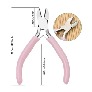 Stainless Steel Habi Industries Jewelry <b>Pliers</b> <b>Set</b> Pink Handle Precision Wire Cutters 4Pcs Jewelry Making Silver Gold Wire - Product Image 3