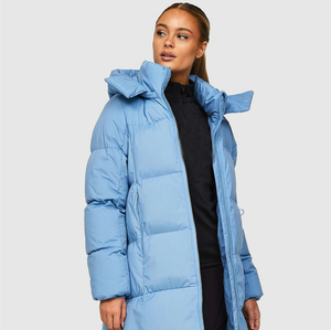 Women Quilted Jacket Long Sleeve Hooded Solid Color Winter Standard Polyester Wadding Windproof Waterproof Breathable <b>Zipper</b> - Product Image 1