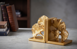 Sujetalibros de oro con diseño de hoja botánica y textura fundida, centro de mesa para escritorio, listado de proveedor para pedidos al por mayor - Product Image 4