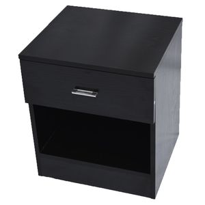Comodino Intelligente con 1 Cassetto e Maniglia in Metallo, Stile Francese, Nero, per Camera da Letto e Appartamenti - Product Image 2