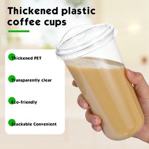 Gobelets jetables en plastique transparent avec couvercles à bec pour café, smoothies et boissons froides - pour les cafés et les plats à emporter - Product Image 3