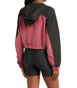 Veste coupe-vent à capuche pour femme, logo personnalisé, nylon, style décontracté, veste courte - Product Image 2
