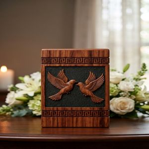 Natural Wood Cremation Urn Carved Birds Design <b>Memorial</b> <b>Keepsake</b> <b>Box</b> for Adult Burial Home Shrine Decorative - Product Image 3