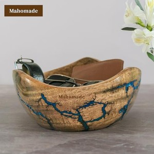 Tazón de Madera de Mango Tallado a Mano con Incrustaciones de Resina Azul - Venta al Por Mayor Artesanal - Product Image 4