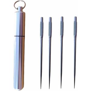 Set di 4 Stuzzicadenti Portatili in Lega di Titanio con Portastuzzicadenti in Acciaio Inossidabile, Riutilizzabili per Uso Domestico - Product Image 2
