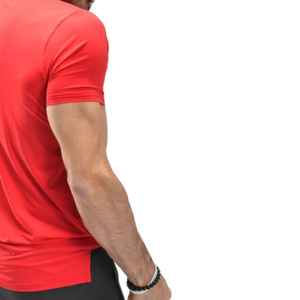 <b>Men's</b> Custom <b>Red</b> Aqua Performance <b>TShirt</b> Lightweight QuickDry Polyester Spandex Gym Training Sports Tee OEM Activewear Top - Product Image 5