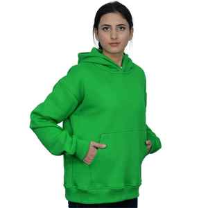 Sudaderas con Capucha y Sudaderas de Felpa de Algodón Teñido Liso de Primera Calidad, Color Verde Manzana, Estilo Urbano - Product Image 6