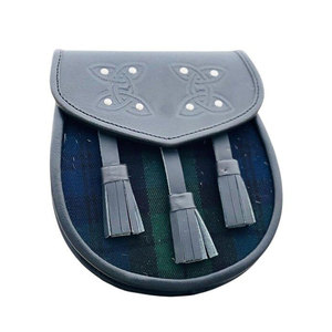 Accessoire écossais haut de gamme : Sporran en cuir noir et tartan, fait main, pour kilt traditionnel, OEM/ODM - Product Image 1