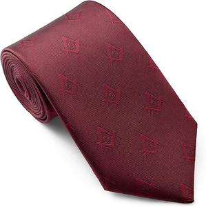 Corbata de seda tejida a mano para masónicos de la francmasonería con escuadra y compás, negra/blanca - Product Image 6