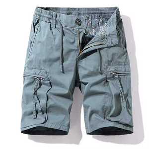 Shorts cargo sportifs pour hommes, fermeture à cordon, coupe ample en toile, vêtements utilitaires d'été pour l'extérieur, motif uni, haute qualité. - Product Image 1