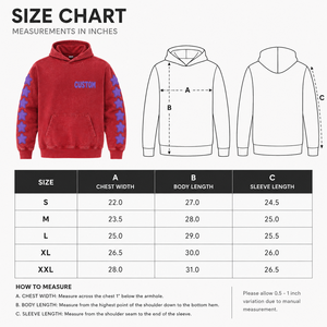 เสื้อฮู้ดดี้โอเวอร์ไซส์สีแดงสไตล์วินเทจสำหรับผู้ชาย ปี 2026 ขายส่ง ผ้าฝ้าย 100% สตรีทแวร์ พร้อมลายปักดาวที่แขนเสื้อ - Product Image 5