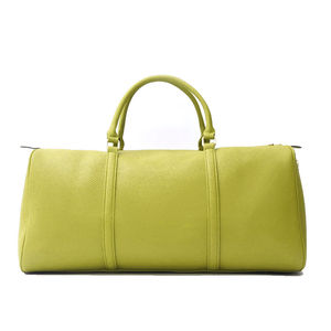 Sac de voyage en cuir véritable vert lime uni, élégant, avec poignées supérieures, résistant à l'eau et durable - Product Image 1