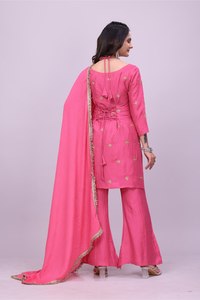 Conjunto de Salwar Kameez Rosa Bordado, Vestido Étnico para Mujer, Traje para Boda o Fiesta Pakistaní - Product Image 3