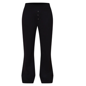 Conjunto de Dos Piezas para Mujer con Logotipo Personalizado, Top Corto con Botones de Felpa, Color Sólido, Corte Holgado, Ropa Casual de Invierno, Pantalones Anchos de Pierna Larga - Product Image 4