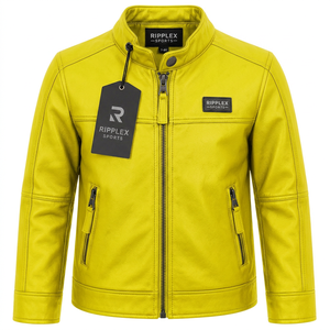 Modern kids leather <b>jacket</b> with soft inner lining comfortable fit durable finish and timeless fashion for every occasion - Product Image 4