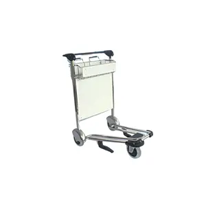 Premium Material Customized Stainless Steel Airport Passenger Luggage 4 Wheels Trolley With Hand Brake