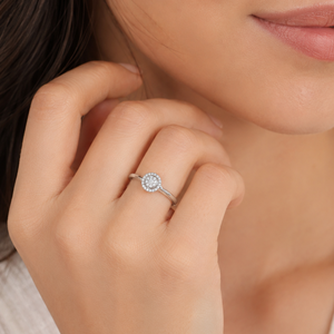 Solid 10K White Gold 0.35 CTTW Natural Diamond <b>Circle</b> Cluster <b>Ring</b> | Round Halo Wedding <b>Ring</b> for Women Fine Jewelry Gift Bridal - Product Image 2