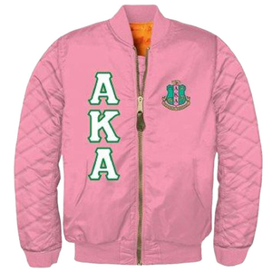 Chaqueta Universitaria de Lona Personalizable de la Hermandad Zeta Phi Beta, Reversible para Invierno, con Cuello Alto y Logotipo Frontal - Diseño con Letras Griegas - Product Image 1