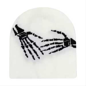 Unisex Black Beanie Hat With Green Skeleton Hands Pattern 100% Acrylic Knitted <b>Winter</b> <b>Cap</b> Casual Street Style Adult 56-58CM - Product Image 4