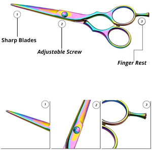 Ciseaux de coiffure professionnels ergonomiques en acier inoxydable multicolores de 5,5 pouces pour femmes, hommes et barbiers – Outils de coupe de cheveux - Product Image 3
