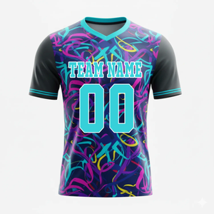 Maillot de football imprimé par sublimation 100% polyester respirant, séchage rapide, léger, manches courtes, col rond, personnalisé - Product Image 6