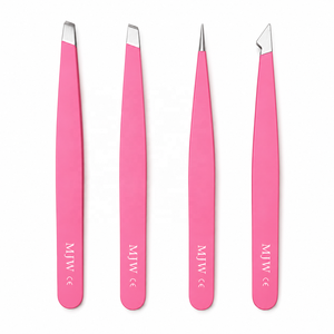Wholesale <b>Pink</b> Eyebrow Tweezers <b>Set</b> Stainless Steel Precision Hair Removal Beauty <b>Tools</b> - Product Image 1