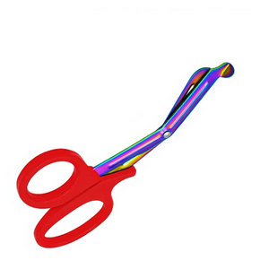 Ciseaux EMT 7,25 pouces, lames arc-en-ciel, manche rouge, acier inoxydable allemand, ciseaux utilitaires manuels, bandage médical, traumatisme, paramédical - Product Image 5