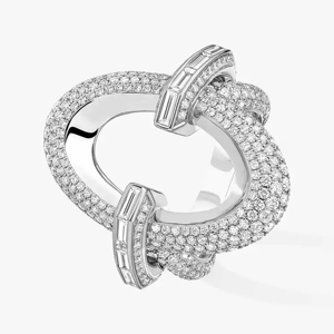 Geometric Diamond <b>Cocktail</b> <b>Ring</b> White <b>Gold</b> Round Brilliant Cut Luxury Unisex Everyday Wear - Product Image 3