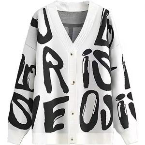 Cárdigan Personalizable para Mujer, Casual, de Invierno, Tejido, Cuello en V, Manga Raglán, con Bolsillos, Transpirable, de Poliéster/Algodón - Product Image 3