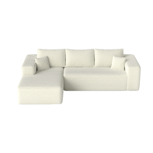 Divano Sezionale Modulare Moderno Convertibile a 3 Posti in Corduroy con Seduta Profonda e Chaise Longue, Rivestimento Morbido in Tessuto a Coste Larghe - Product Image 3