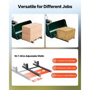 Accessori per Trattori Pesanti, Benna per Caricatore, Forche per Pallet con Morsetto da 2000 Libbre, Lunghezza Totale 43 Pollici, Stabilizzatore Regolabile - Product Image 4