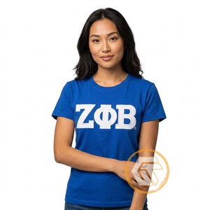 GREEK TREASURES Camisetas Personalizadas de Verano para Mujer Zeta Phi Beta, Ropa de Sororidad, Casual, de Alta Calidad, Transpirable, 100% - Product Image 1