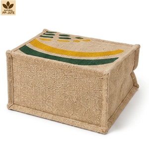 Sac de courses en jute naturel laminé avec logo personnalisé 20x20x10 cm, réutilisable, vente en gros, fabricant OEM, marque privée - Product Image 3