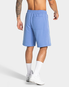 Pantalones Cortos Deportivos para Hombre al por Mayor, Color Azul Azur con Líneas en Contraste, Felpa de Algodón Grueso, Transpirables, con Logotipo Personalizado, OEM y ODM - Product Image 2