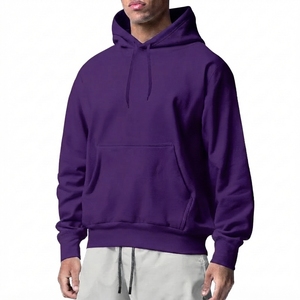 Men's <b>Navy</b> Blue Hooded <b>Sweatshirt</b> Loose Fit Polyester/Cotton Fleece Anti-Wrinkle Casual Pullover Front Pocket Autumn Wear 260g - Product Image 1