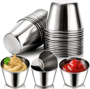 Tasse à sauce en acier inoxydable de haute qualité, mignonne, réutilisable, compatible lave-vaisselle, portable, pour condiments, sauces, vinaigrettes et déjeuner - Product Image 1