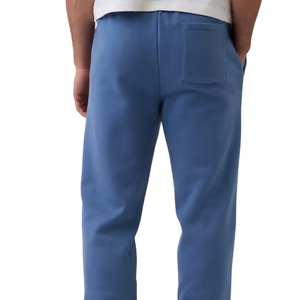 Men Blue Fleece Sweatpants Drawstring <b>Elastic</b> <b>Waist</b> Straight Leg Relaxed Fit Casual Winter Lounge <b>Trousers</b> with Pockets - Product Image 2