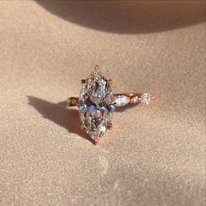 3 CT Marquise Cut Lab Grown Diamond Engagement <b>Ring</b>, IGI Certified <b>14K</b> <b>Gold</b> <b>Ring</b> - Product Image 4