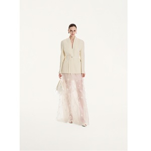 กระโปรงผู้หญิง MOQ ต่ำ เสื้อผ้าหรูหรา MILAN EMB FEATHER SKIRT ODM กระโปรงยาวทรงตรงสำหรับฤดูหนาว สีขาวดำ - Product Image 3