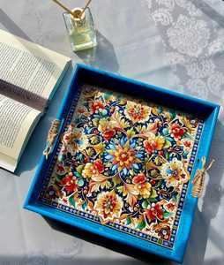 Trendy Pattern Enameled MDF Printed Tray Customize Size Storage Tray Handmade Handicraft Top Quality Enamel Tray By UO INDIA - Product Image 5