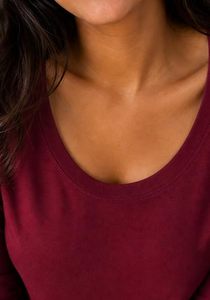 Top de Algodón con Cuello Redondo, Corte Ajustado, Manga Larga, Venta al por Mayor, Ropa de Moda para Mujer para Uso Diario - Product Image 2