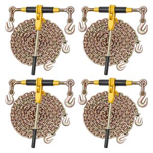 Set di Cinghie a Cricchetto con Catene G80 da 8000 Libbre di Carico, 5/16 X 12,8 Piedi, con Fibbia a D per Fissaggio Sicuro, Uso Intensivo - Product Image 1
