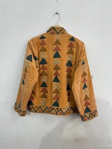 Vintage Cotton Velvet Suzani Embroidered Boho <b>Hippie</b> Indian Unisex Women Winter <b>Jacket</b> Festival Fashion Outerwear for Bulk Buyer - Product Image 2