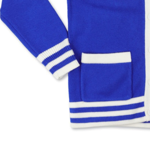 Cardigan universitaire Zeta Phi Beta 1920 pour femme, bleu et blanc, boutonné, en tricot, style veste de sororité avec poches - Product Image 6