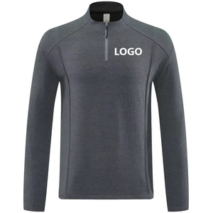 Camiseta Deportiva Personalizada con Logotipo para Hombre, Ropa de Entrenamiento Deportiva para Otoño y Primavera, Gris, con Cierre de 1/4, Ropa de Gimnasio al por Mayor, Diseño Lul, Chándal - Product Image 4