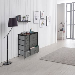 Cassettiera a 7 cassetti con piano in legno, mobile contenitore per camera da letto, corridoio, armadio, ufficio, struttura in acciaio, pezzo singolo - Product Image 2