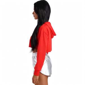 SPINE CRAFT Sweat à capuche court doublé sexy pour femme, pull court à manches longues en coton, style streetwear, haut décontracté chic pour l'hiver et l'automne - Product Image 5