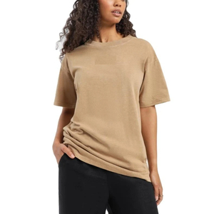 T-shirt pour femme à col rond, coupe ample, couleur unie, manches courtes, 100% coton, décontracté, à porter tous les jours, tissu jersey respirant - Product Image 4