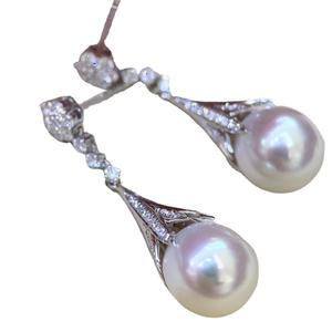 Pendientes de Perlas de Agua Dulce de 6-7 mm, Color Blanco, de Alta Calidad, con Diseño de Fritillaria Trifolium y Aguja Plateada, Estilo Moderno - Product Image 5