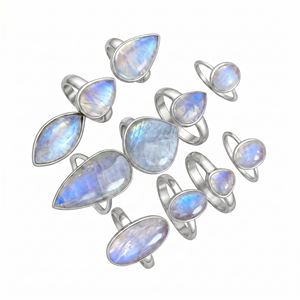 Wholesale Rainbow Moonstone <b>Ring</b> Silver Plated Gemstone Fashionable <b>Statement</b> <b>Ring</b> Trendy Party Wear - Product Image 4